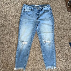 KanCan Light Blue Distressed Cropped Jeans